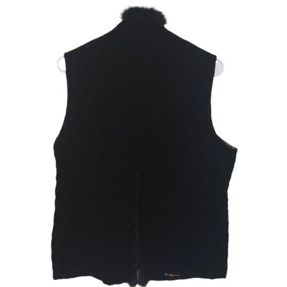 Chico's Vintage Velvet Paisley Vest Fur Trim Size 1/M Reversible Bohemian - Picture 3 of 10